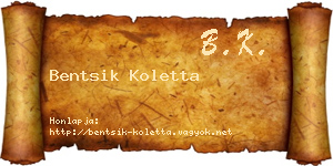 Bentsik Koletta névjegykártya